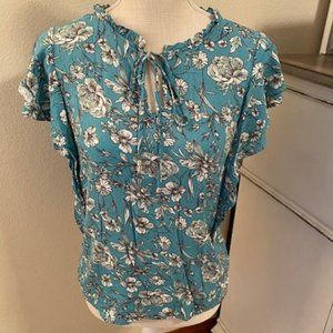 Rachel Zoe Turquoise Floral Blouse - M